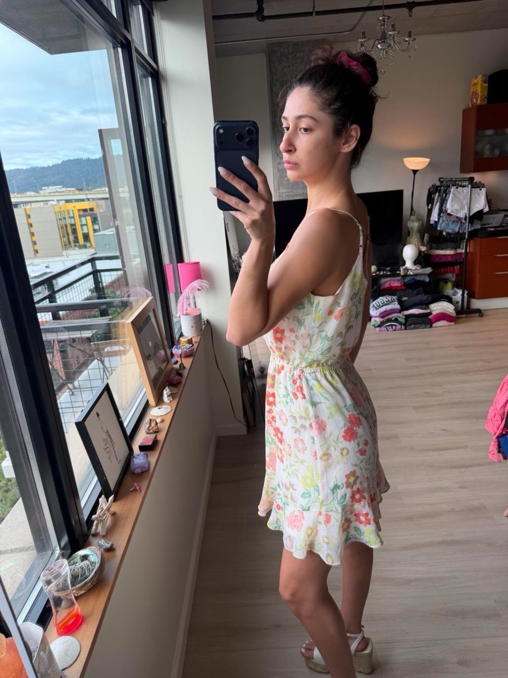 Maurices White Floral V-Neck Spaghetti-Strap Mini Dress - Picture 2 of 8